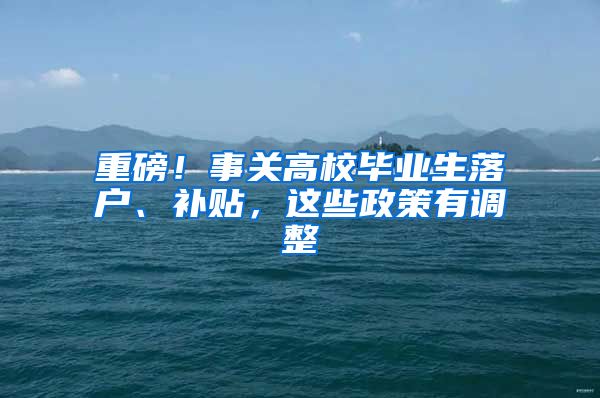 重磅！事关高校毕业生落户、补贴，这些政策有调整