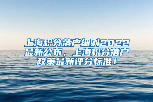 上海积分落户细则2022最新公布，上海积分落户政策最新评分标准！