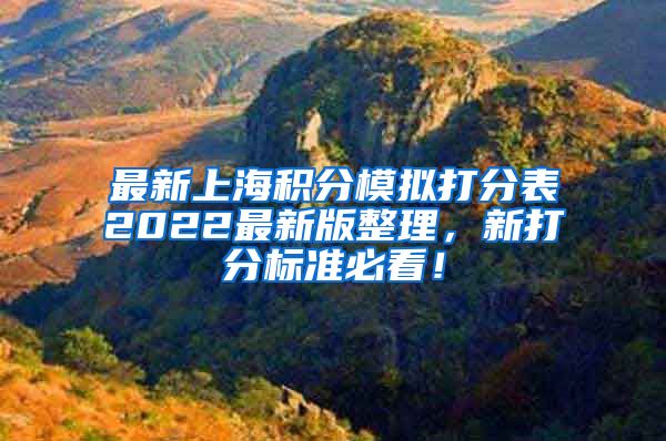 最新上海积分模拟打分表2022最新版整理，新打分标准必看！