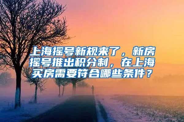 上海摇号新规来了，新房摇号推出积分制，在上海买房需要符合哪些条件？