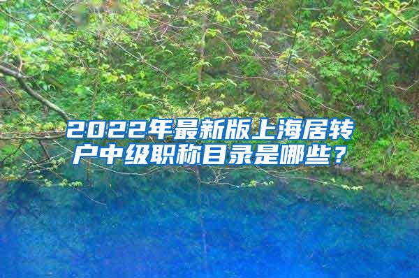 2022年最新版上海居转户中级职称目录是哪些？