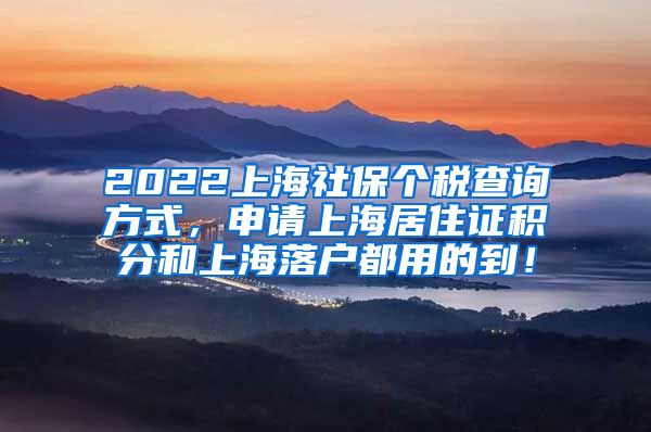 2022上海社保个税查询方式，申请上海居住证积分和上海落户都用的到！