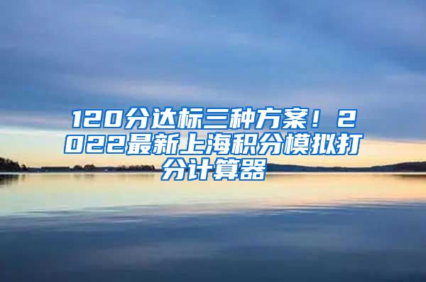 120分达标三种方案！2022最新上海积分模拟打分计算器