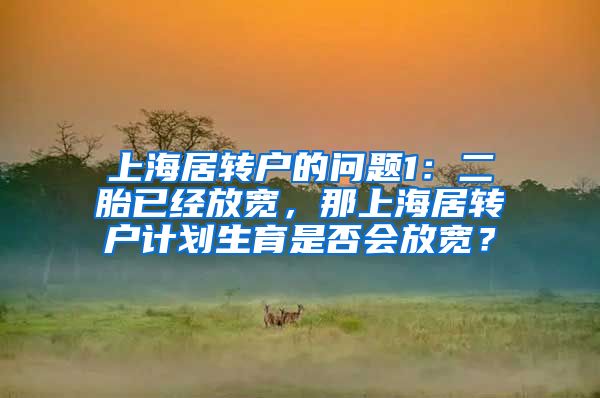 上海居转户的问题1：二胎已经放宽，那上海居转户计划生育是否会放宽？