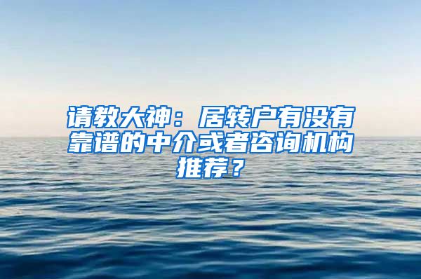 请教大神：居转户有没有靠谱的中介或者咨询机构推荐？