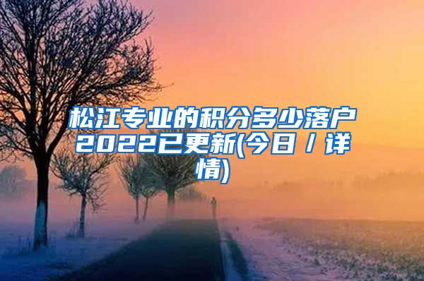 松江专业的积分多少落户2022已更新(今日／详情)