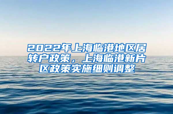 2022年上海临港地区居转户政策，上海临港新片区政策实施细则调整