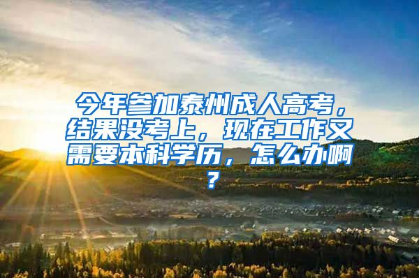 今年参加泰州成人高考，结果没考上，现在工作又需要本科学历，怎么办啊？