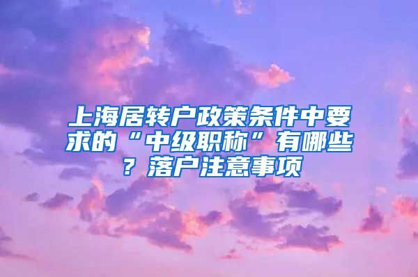 上海居转户政策条件中要求的“中级职称”有哪些？落户注意事项