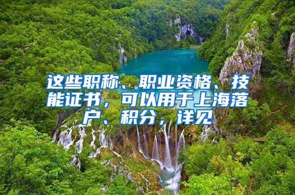 这些职称、职业资格、技能证书，可以用于上海落户、积分，详见→