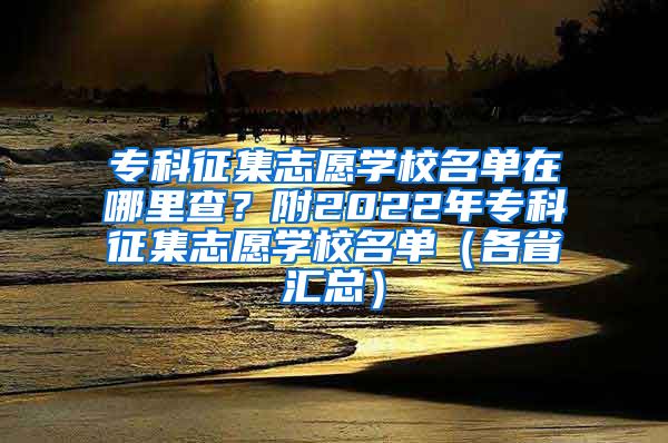 专科征集志愿学校名单在哪里查？附2022年专科征集志愿学校名单（各省汇总）