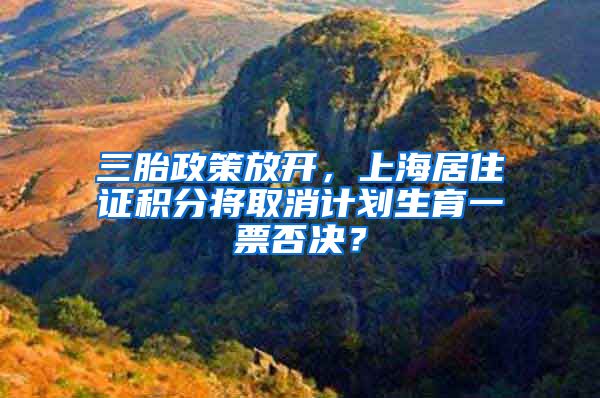 三胎政策放开，上海居住证积分将取消计划生育一票否决？