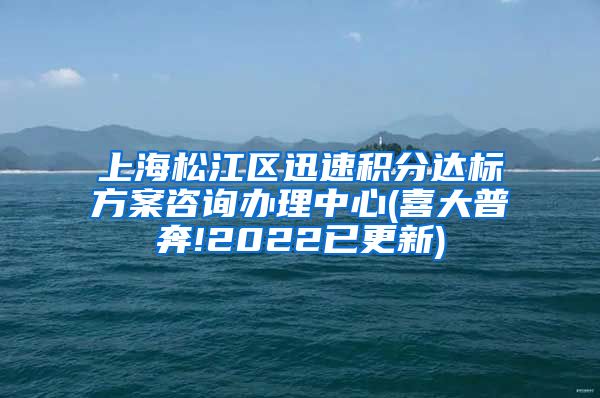 上海松江区迅速积分达标方案咨询办理中心(喜大普奔!2022已更新)