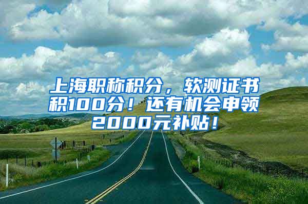 上海职称积分，软测证书积100分！还有机会申领2000元补贴！