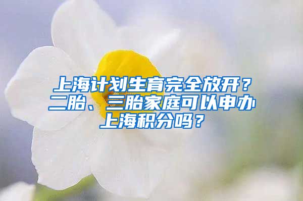 上海计划生育完全放开？二胎、三胎家庭可以申办上海积分吗？