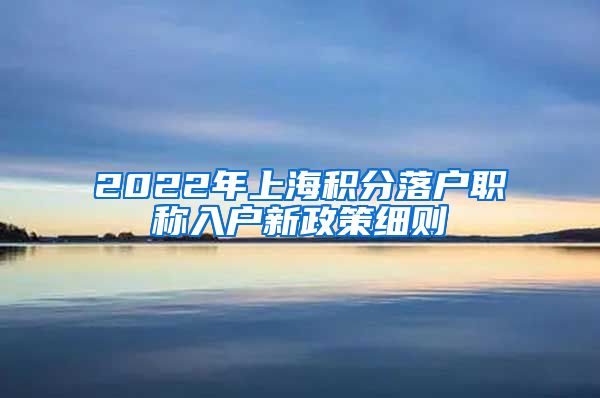 2022年上海积分落户职称入户新政策细则