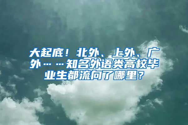 大起底！北外、上外、广外……知名外语类高校毕业生都流向了哪里？