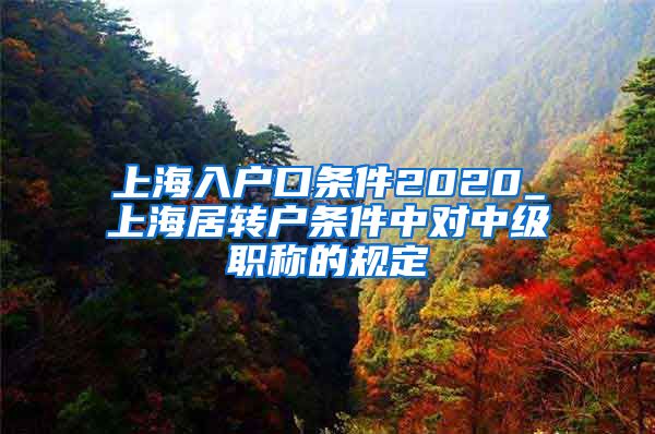 上海入户口条件2020_上海居转户条件中对中级职称的规定