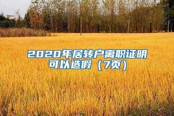 2020年居转户离职证明可以造假（7页）