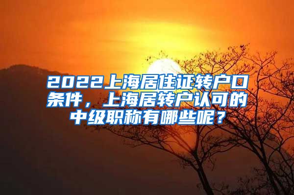 2022上海居住证转户口条件，上海居转户认可的中级职称有哪些呢？