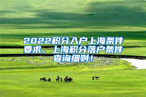 2022积分入户上海条件要求，上海积分落户条件查询细则！