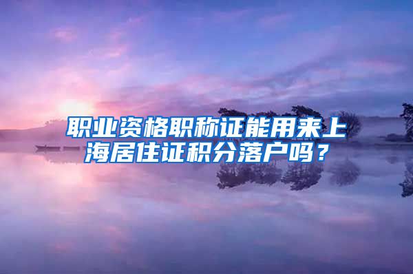 职业资格职称证能用来上海居住证积分落户吗？