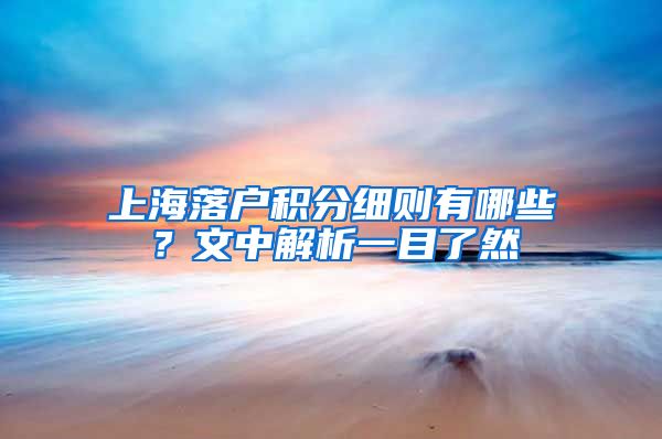 上海落户积分细则有哪些？文中解析一目了然