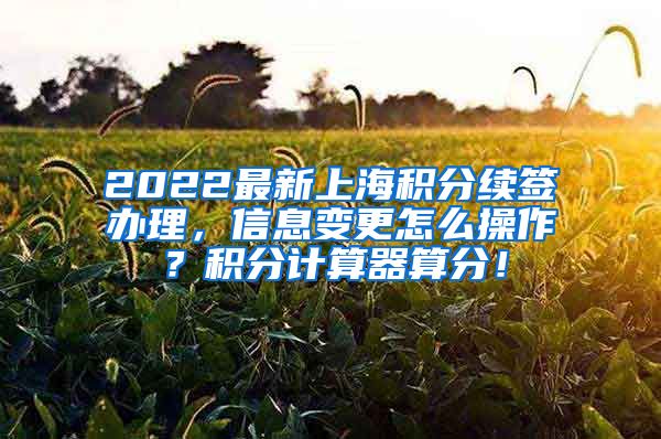 2022最新上海积分续签办理，信息变更怎么操作？积分计算器算分！