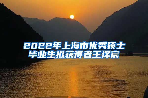 2022年上海市优秀硕士毕业生拟获得者王泽宸