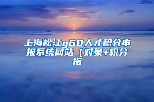 上海松江g60人才积分申报系统网站（对象+积分指