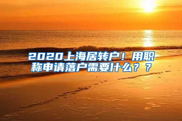 2020上海居转户！用职称申请落户需要什么？？