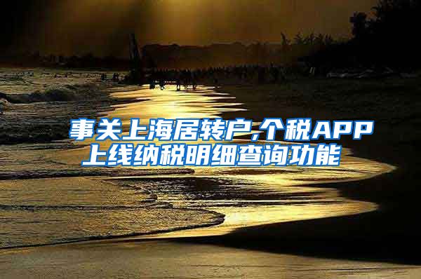 事关上海居转户,个税APP上线纳税明细查询功能