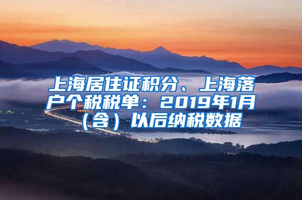 上海居住证积分、上海落户个税税单：2019年1月（含）以后纳税数据