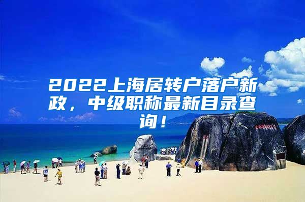 2022上海居转户落户新政，中级职称最新目录查询！