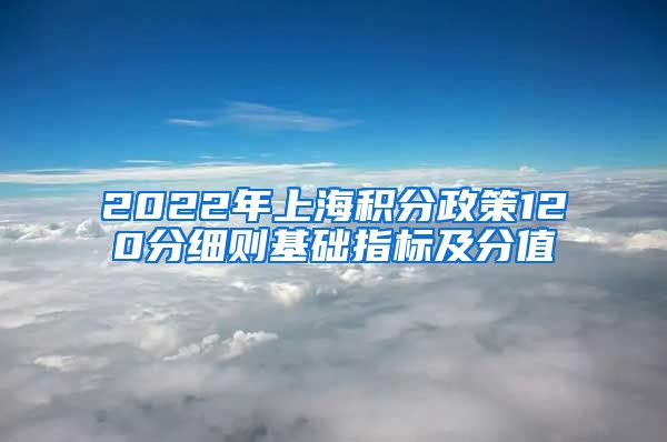 2022年上海积分政策120分细则基础指标及分值