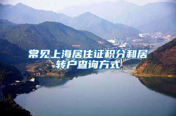 常见上海居住证积分和居转户查询方式