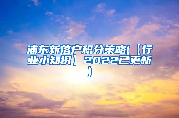 浦东新落户积分策略(【行业小知识】2022已更新)