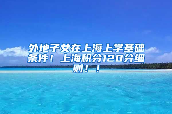 外地子女在上海上学基础条件！上海积分120分细则！！