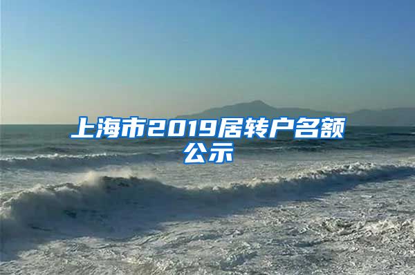 上海市2019居转户名额公示