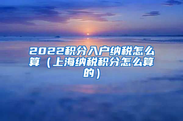 2022积分入户纳税怎么算（上海纳税积分怎么算的）