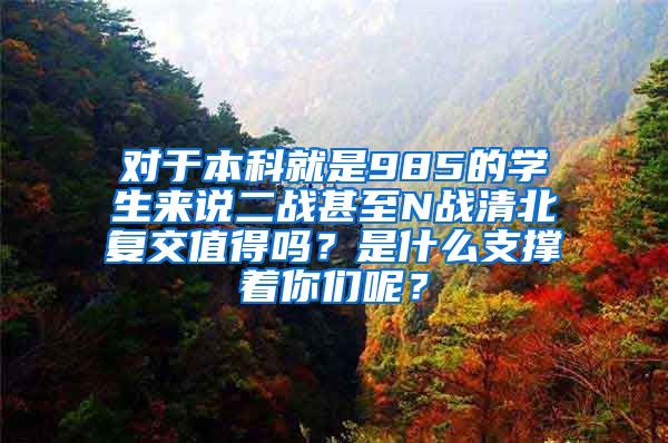 对于本科就是985的学生来说二战甚至N战清北复交值得吗？是什么支撑着你们呢？