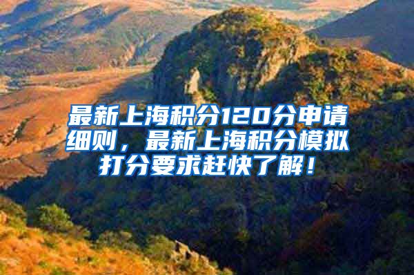 最新上海积分120分申请细则，最新上海积分模拟打分要求赶快了解！