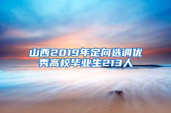 山西2019年定向选调优秀高校毕业生213人