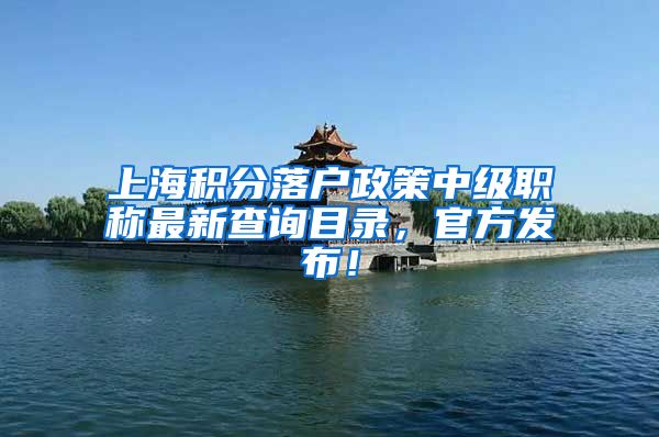 上海积分落户政策中级职称最新查询目录，官方发布！