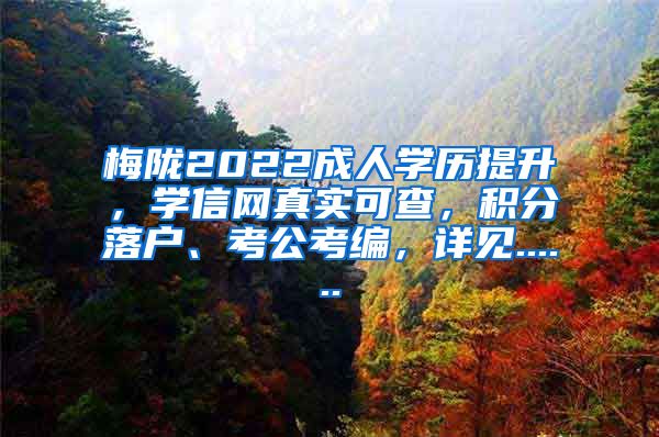 梅陇2022成人学历提升，学信网真实可查，积分落户、考公考编，详见......