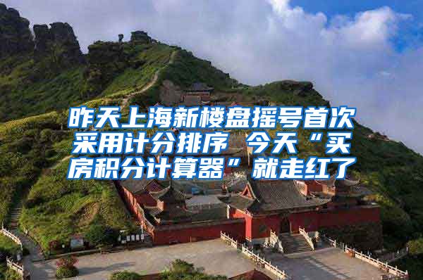 昨天上海新楼盘摇号首次采用计分排序 今天“买房积分计算器”就走红了