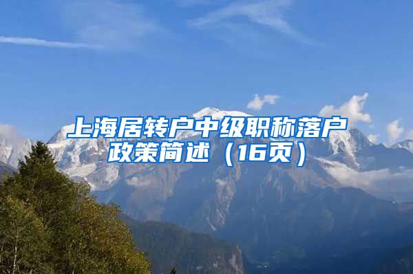 上海居转户中级职称落户政策简述（16页）