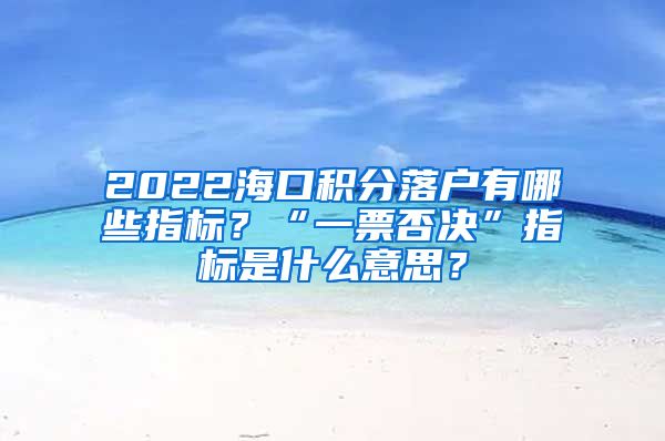 2022海口积分落户有哪些指标？“一票否决”指标是什么意思？