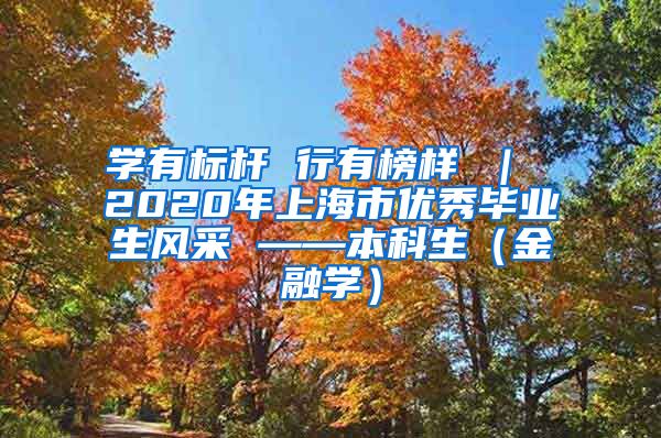 学有标杆 行有榜样 ｜ 2020年上海市优秀毕业生风采 ——本科生（金融学）