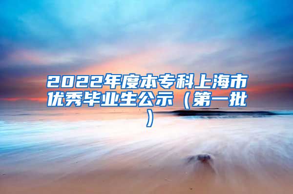 2022年度本专科上海市优秀毕业生公示（第一批）